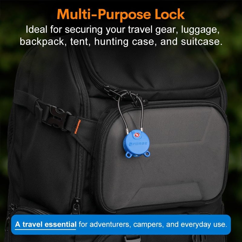 Forge TSA Approved Luggage Locks Ultra-Secure Dimple Key Cable Locks for Travel with Zinc Alloy Body- 2 Blue Locks - Image 5