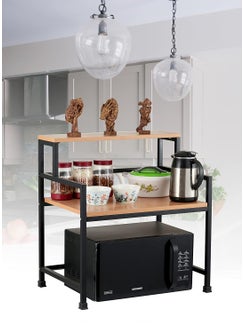 Equal EQUAL 3-Tier Mild Steel & MDF Premium Microwave Oven Stand/Kitchen Storage Shelf/Kitchen Storage Rack for Kitchen - Made in India (Bavarian Beech and Black/60x43cm)  - Image 5