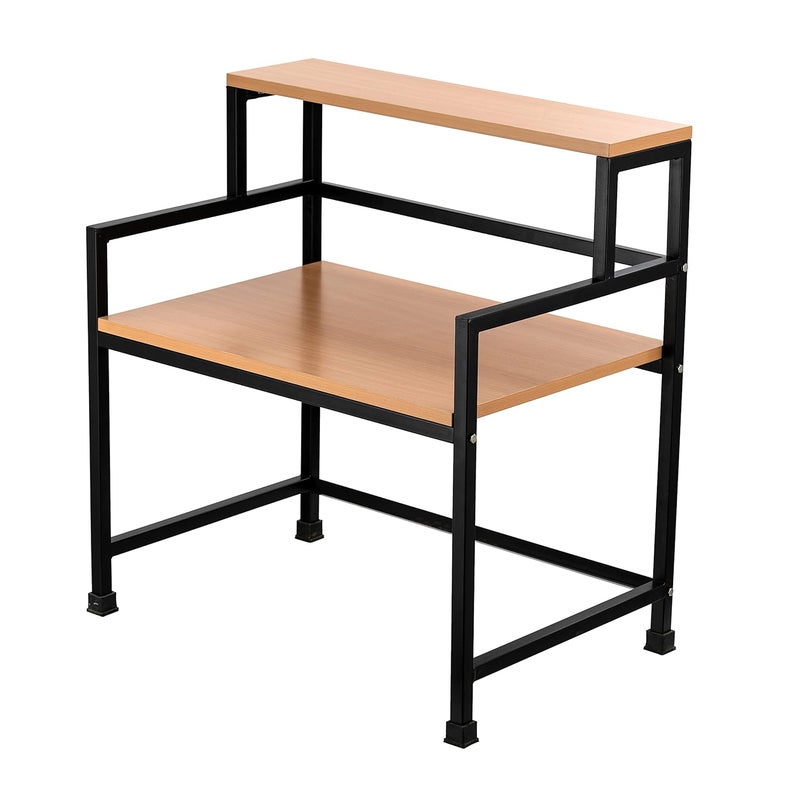 Equal حامل ميكروويف من الصلب المعتدل و MDF ثلاثي الطبقات - رف تخزين المطبخ - مصنوع في الهند (خشب الزان البافاري وأسود/60x43 سم) - Image 4