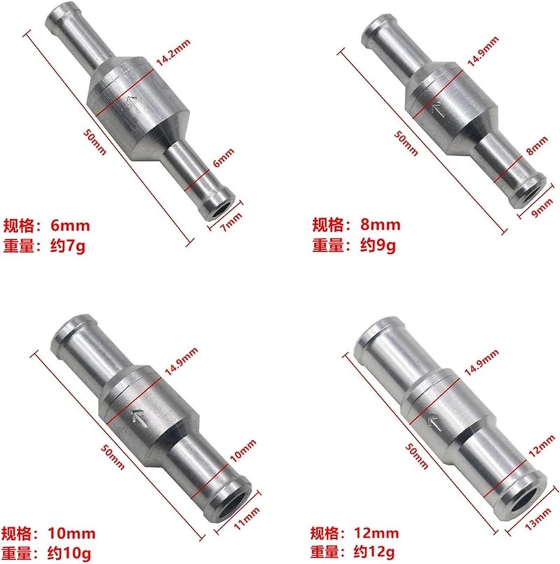 4 Pcs Aluminum Fuel Check Valves(12 mm) - Image 3