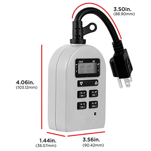 UltraPro Outdoor Timer - Grounded Digital, Single Outlet, Simple Programmable, Weather-Resistant, Seasonal Lights Timer, Landscape, 1 Pack, Gray, 54850 - Image 2