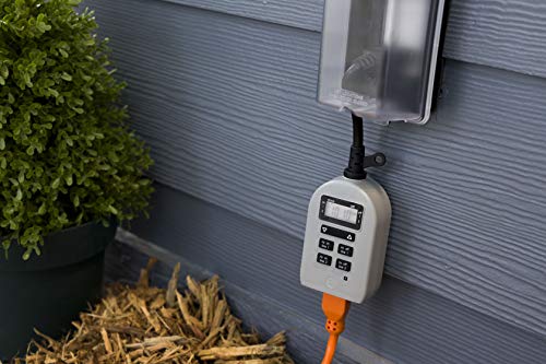 UltraPro Outdoor Timer - Grounded Digital, Single Outlet, Simple Programmable, Weather-Resistant, Seasonal Lights Timer, Landscape, 1 Pack, Gray, 54850 - Image 5