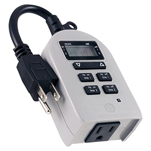 UltraPro Outdoor Timer - Grounded Digital, Single Outlet, Simple Programmable, Weather-Resistant, Seasonal Lights Timer, Landscape, 1 Pack, Gray, 54850 - Image 1