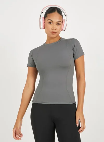 Styli Active Contour Stitch Detail Fitted Short Sleeve Top