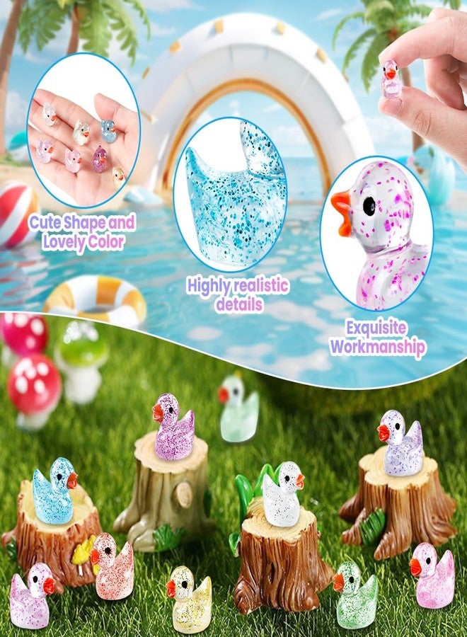 DULEFUN 100pcs Mini Glitter Ducks Colorful Tiny Small Little Resin Ducks to Hide Plastic Animal Figures for for Dollhouse Micro Dollhouse Landscape Aquarium Decorations - Image 4