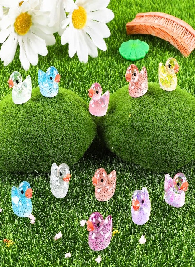 DULEFUN 100pcs Mini Glitter Ducks Colorful Tiny Small Little Resin Ducks to Hide Plastic Animal Figures for for Dollhouse Micro Dollhouse Landscape Aquarium Decorations - Image 3