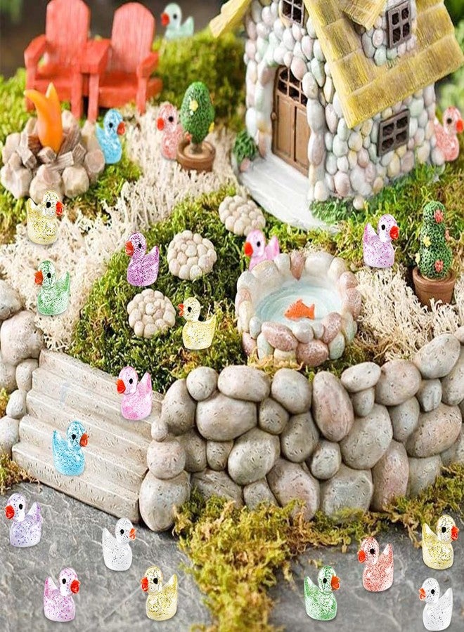 DULEFUN 100pcs Mini Glitter Ducks Colorful Tiny Small Little Resin Ducks to Hide Plastic Animal Figures for for Dollhouse Micro Dollhouse Landscape Aquarium Decorations - Image 5