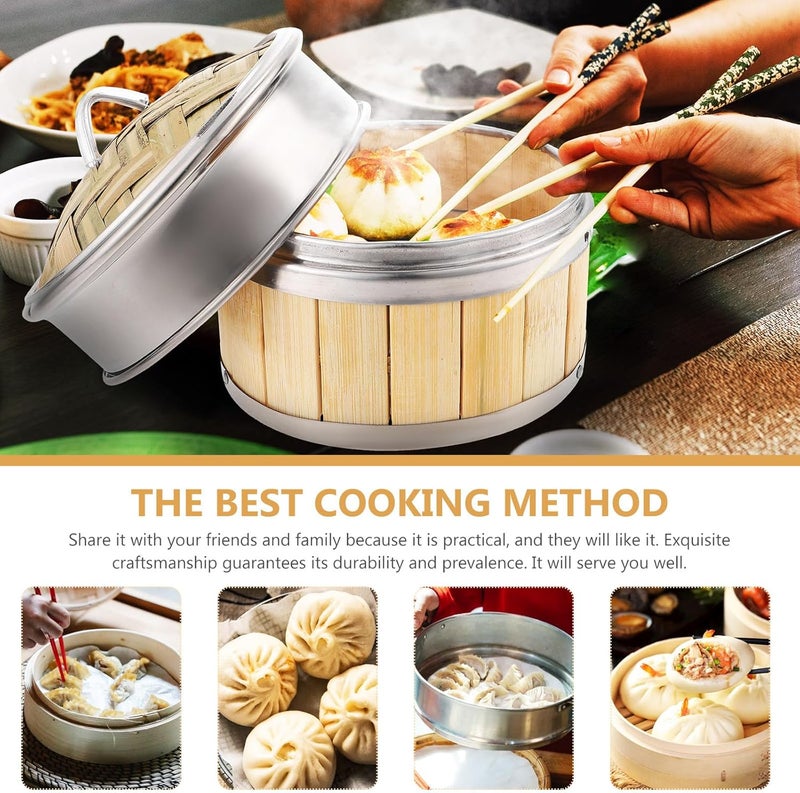GALPADA Stainless Steel Edge Steamer Basket Set 13cm Reusable Cooking Steamer with Lid for Steamed Buns Dumplings Kitchen Food - Image 3