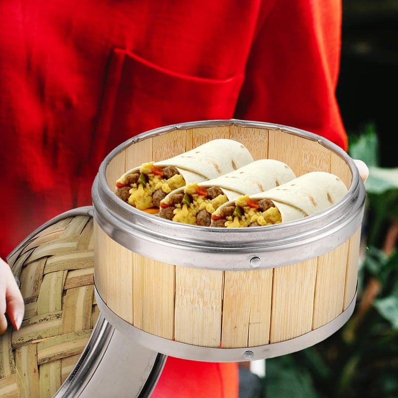 GALPADA Stainless Steel Edge Steamer Basket Set 13cm Reusable Cooking Steamer with Lid for Steamed Buns Dumplings Kitchen Food - Image 4