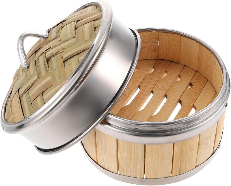 GALPADA Stainless Steel Edge Steamer Basket Set 13cm Reusable Cooking Steamer with Lid for Steamed Buns Dumplings Kitchen Food - Image 1