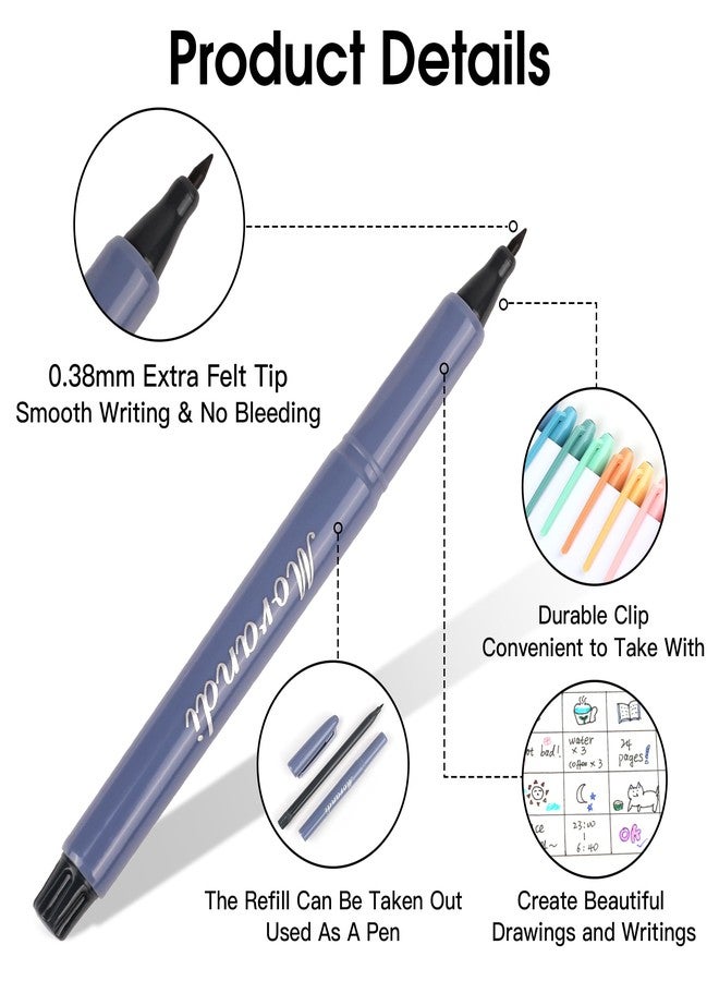 HANKU Colored Felt Tip Pens,12Pack Colored Fineliner Bible Pens No Bleed Through,0.38mm Extra Fine Tip Marker Pens for Bullet Journaling,Planner,Coloring,Bible Study Back to School Office Supplies - Image 3