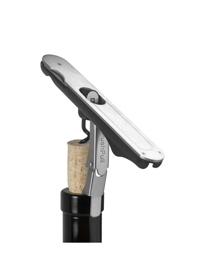 Adhoc Push & Pull Waiter Corkscrew with Bottle Opener, 6", Stainless Steel - Image 1