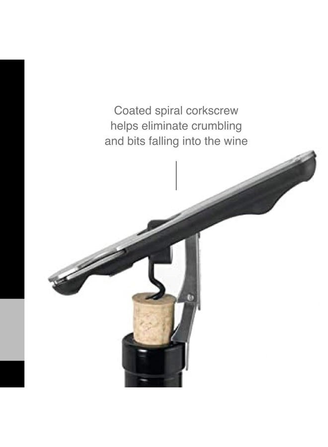 Adhoc Push & Pull Waiter Corkscrew with Bottle Opener, 6", Stainless Steel - Image 3