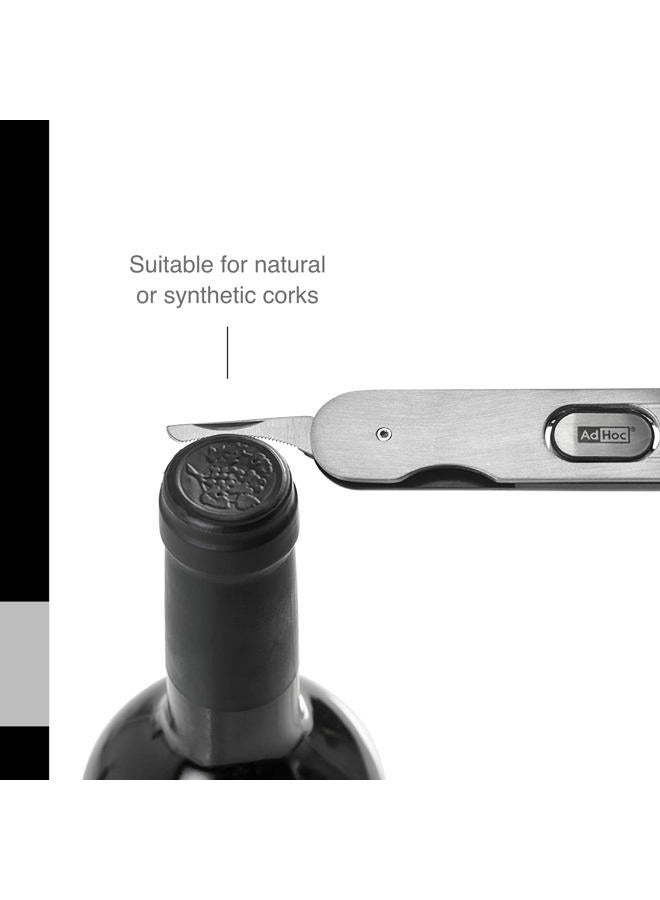 Adhoc Push & Pull Waiter Corkscrew with Bottle Opener, 6", Stainless Steel - Image 5