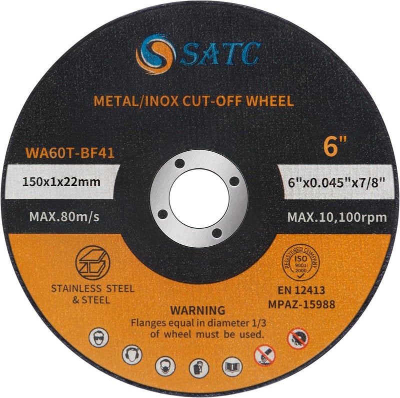 S SATC عجلة قطع 6 بوصة 6 × 0.045 × 7/8 بوصة عجلات قطع للمعادن 25 قطعة أقراص قطع تناسب جلاخة الزاوية ملحقات خرسانة منشار جلاخة أدوات قطع معادن ملحق جلاخة - Image 1