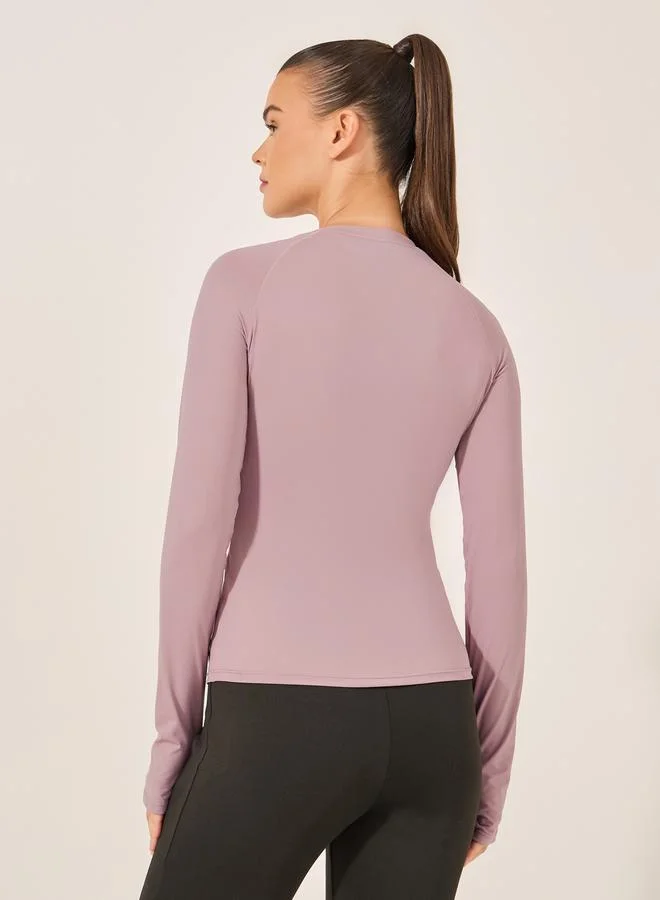 Styli Stitch Detail Thumbhole  Long Sleeve Top
