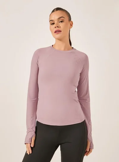 Styli Active Stitch Detail Thumbhole  Long Sleeve Top