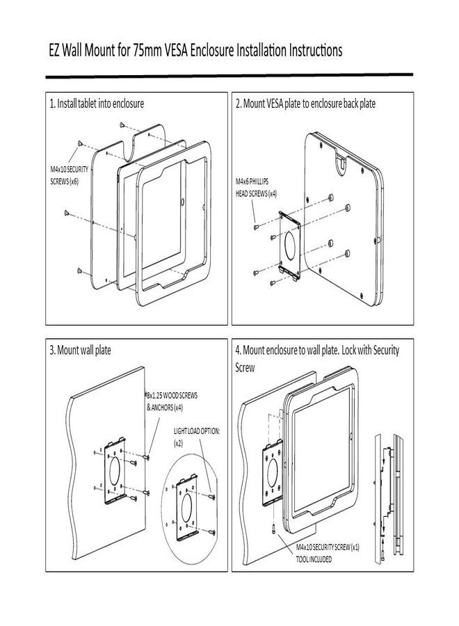 TABcare Anti-Theft Low Profile Light Duty VESA 75mm Metal Wall Mount Kit - Image 3