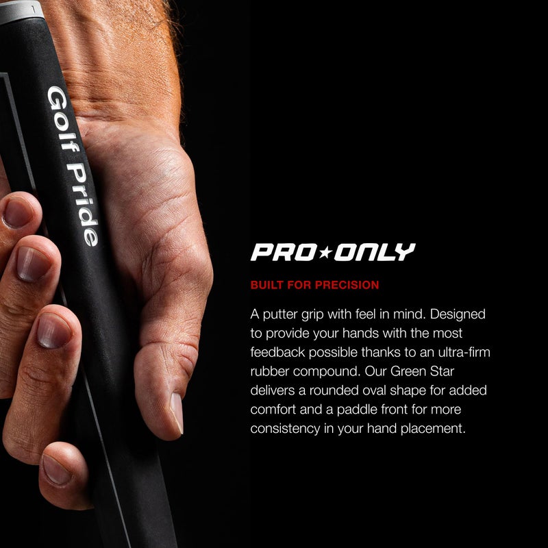 Golf Pride Pro Only Golf Grip - Putter Grip for Hand Placement - All-Rubber Construction for Firm Feel - Traditional Streamlined Shape - Green Star - Oval - Image 2
