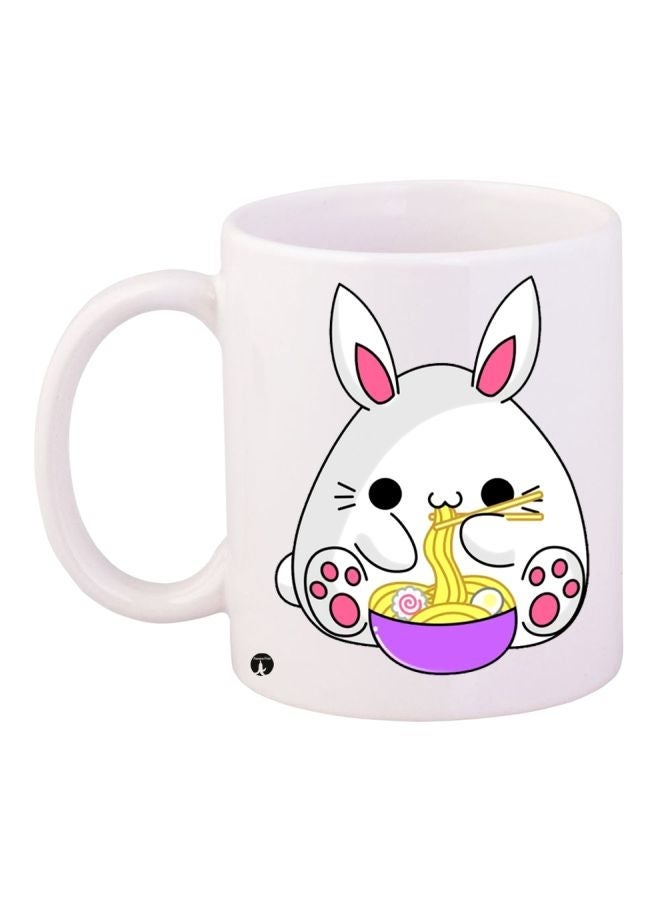 Cartoon Printed Coffee Mug White/Yellow/Purple 11ounce