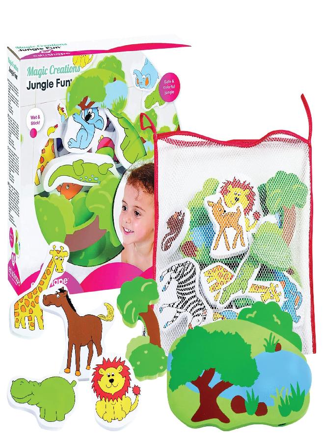 Edushape Magic Creations Foam Sticker Imaginative Bath Tub Activity Play Set, Jungle Fun - Image 1