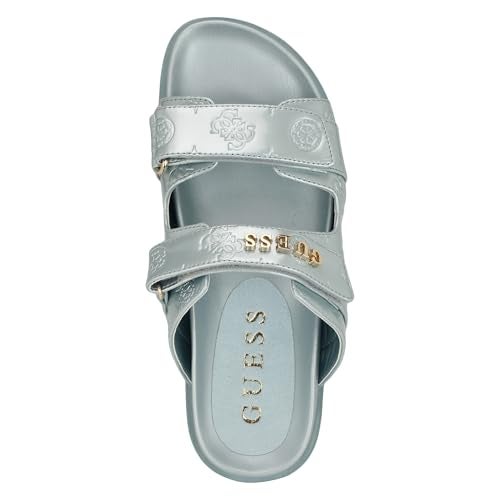 Guess Women's FABULON Sandal, Light Blue Patent Logo 450, 7.5 - Image 5