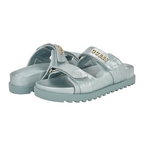 Guess Women's FABULON Sandal, Light Blue Patent Logo 450, 7.5 - Image 2