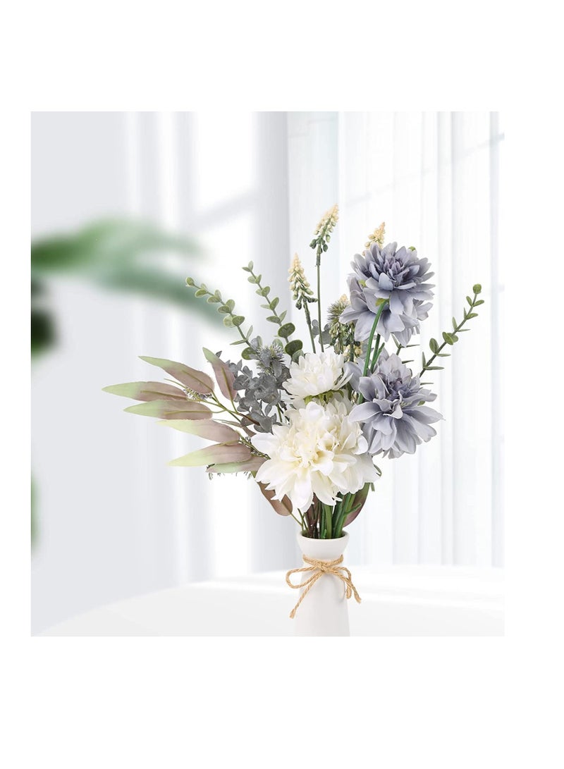 SOLARAE Artificial Flowers for Decoration Decorative Silk Plastic Artificial Plants, and Flowers, Dahlia Stem Fake Flowers, Purple White - Image 1