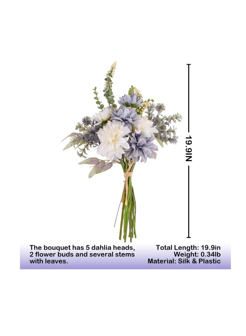 SOLARAE Artificial Flowers for Decoration Decorative Silk Plastic Artificial Plants, and Flowers, Dahlia Stem Fake Flowers, Purple White - Image 3