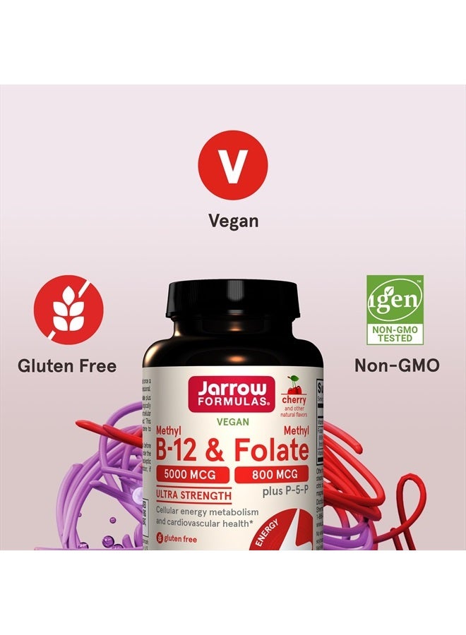 jarrow formulas مكمل ميثيل B-12 بقوة فائقة 5000 ميكروغرام وميثيل فولات 800 ميكروغرام + P-5-P، مكمل لدعم طاقة الخلايا والأوعية الدموية، 60 قرص قابل للمضغ، إمداد لمدة 60 يوم، 12 عبوة - Image 5