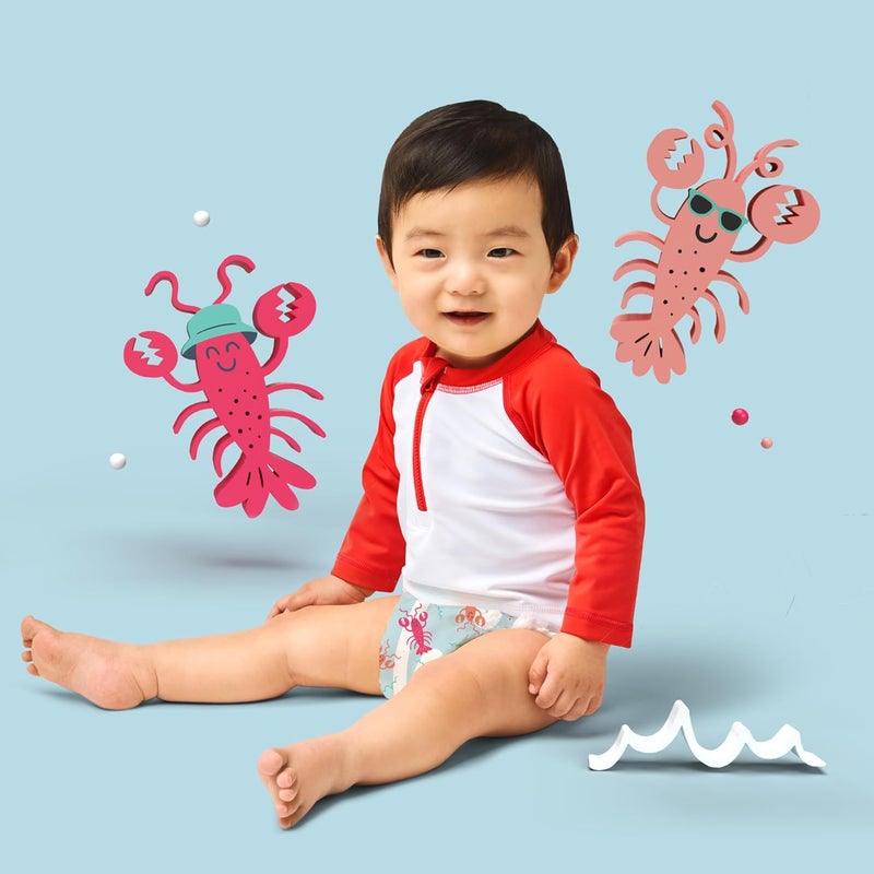 Hello Bello حفاضات سباحة مميزة، حجم S (16-28 رطل)، تصاميم لوبستر لطيفة وزاهية، عبوة ضخمة تحتوي على 20 قطعة - Image 3
