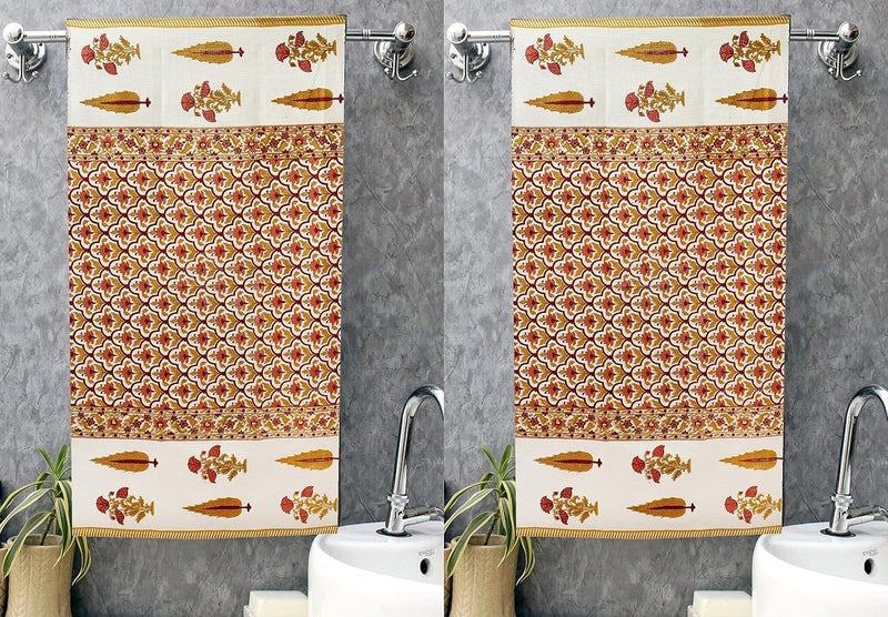 UmI. Umi Waffle Towels Beautiful Hand Block Printed Cotton Water Absorbent Towels28X57Inches Pack of 2 Floral Printed Soft Cotton Towels for Bathroom - Image 1