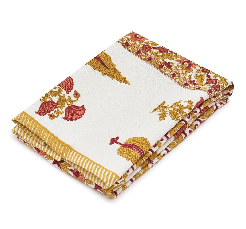 UmI. Umi Waffle Towels Beautiful Hand Block Printed Cotton Water Absorbent Towels28X57Inches Pack of 2 Floral Printed Soft Cotton Towels for Bathroom - Image 3