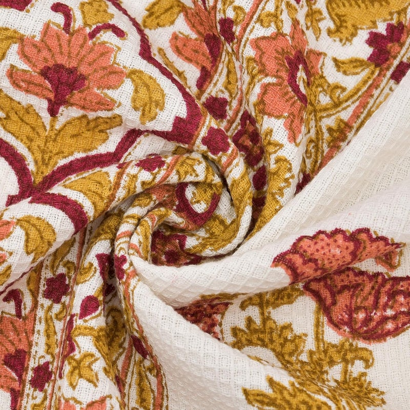 UmI. Umi Waffle Towels Beautiful Hand Block Printed Cotton Water Absorbent Towels28X57Inches Pack of 2 Floral Printed Soft Cotton Towels for Bathroom - Image 5