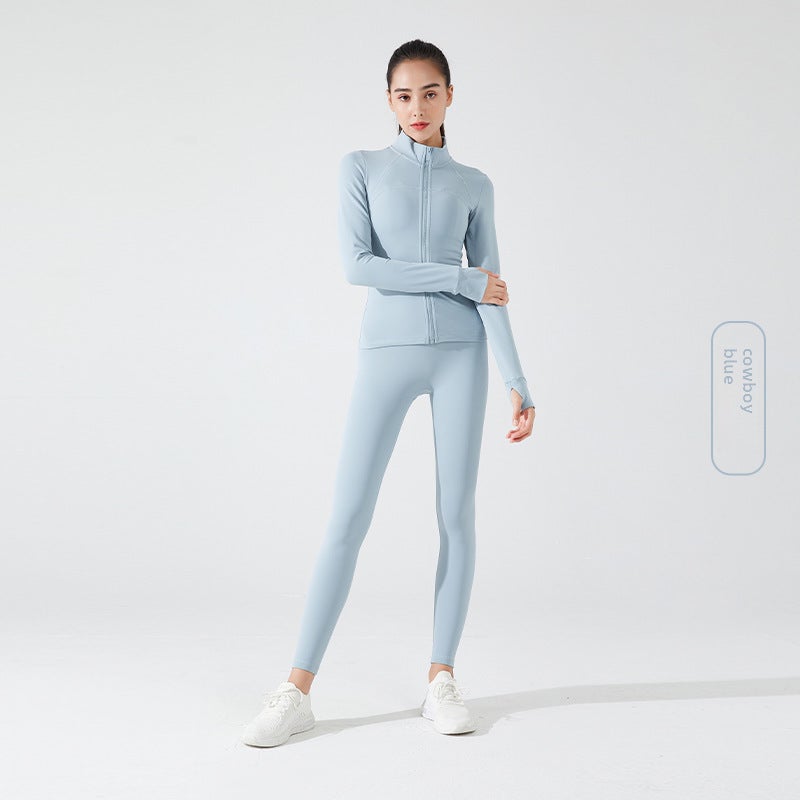 Generic Womens Fleece-Lined Yoga Jacket for Fall/Winter Denim blue [warm melt fleece-lined]] 