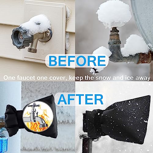Actgan Outdoor Faucet Covers for Winter, Actgan 8.3"H x 6"W Thickened Outside Garden Faucet Socks for Freeze Protection, Reusable Insulated Faucet Covers, 3 Pack, Black - Image 5