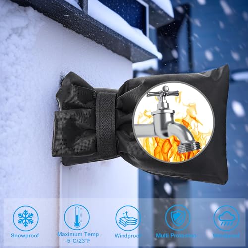 Actgan Outdoor Faucet Covers for Winter, Actgan 8.3"H x 6"W Thickened Outside Garden Faucet Socks for Freeze Protection, Reusable Insulated Faucet Covers, 3 Pack, Black - Image 2
