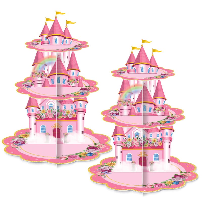 BACUTHY 2 Pack Cupcake Stands Birthday Decorations Themed Cupcake Holders Party Supplies Favors 3 Tier Cardboard Cup Cake Tower for Birthday Shower Party First Day - Image 2