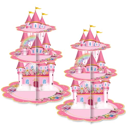 BACUTHY 2 Pack Cupcake Stands Birthday Decorations Themed Cupcake Holders Party Supplies Favors 3 Tier Cardboard Cup Cake Tower for Birthday Shower Party First Day - Image 1