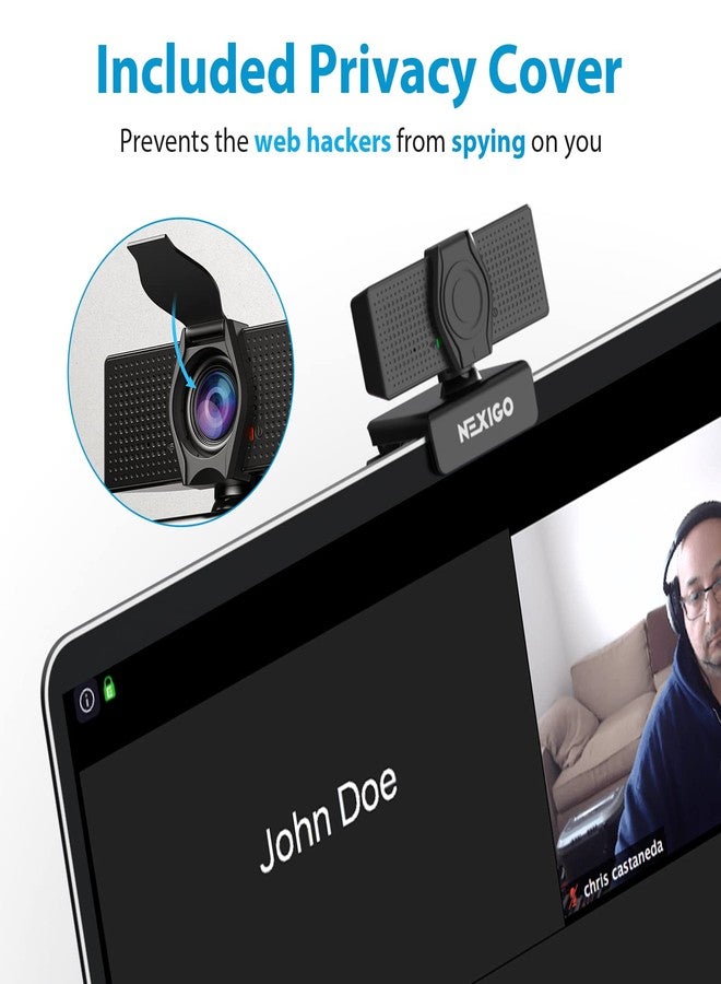 NexiGo 1080P Business Webcam with Microphone & Privacy Cover N60 USB HD Camera 110-degree Wide Angle Plug and Play Computer - Image 3