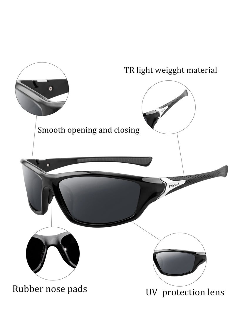 Excefore 2 PCS 2 Style Polarized Sports Sunglasses, Sunglasses Cycling Running Fishing Goggles Unbreakable Frame, for Men, Sun Glasses Mixed Style UV Protection Fan Sports Sunglasses - Image 5