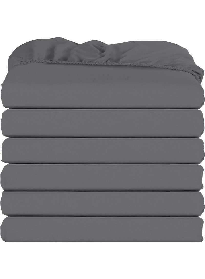 Utopia Bedding Queen Fitted Sheets - Bulk Pack of 6 Bottom Sheets - Soft Brushed Microfiber - Deep Pockets - Shrinkage & Fade Resistant - Easy Care (Grey) - Image 1