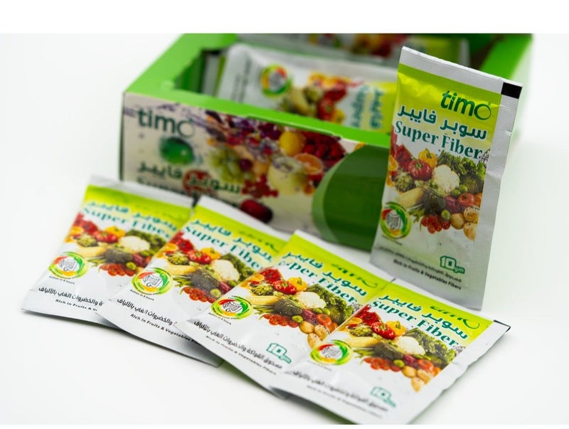 تيمو سوبر فايبر مسحوق الفواكه والخضروات الغني بالالياف والبريبايوتكس مع السبرولينا والكرودسيبس 10 اكياس - Image 3