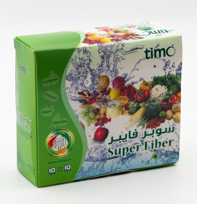 تيمو سوبر فايبر مسحوق الفواكه والخضروات الغني بالالياف والبريبايوتكس مع السبرولينا والكرودسيبس 10 اكياس - Image 2