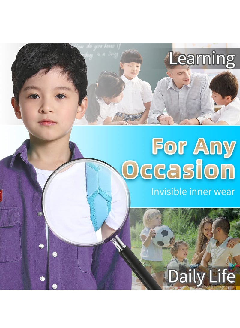 مصحح وضعية الأطفال القابل للتعديل، دعامة دعم الظهر العلوية القابلة للتنفس لتنسيق الترقوة وتخفيف الألم في الظهر والرقبة والكتفين (أزرق، مقاس M) - Image 4