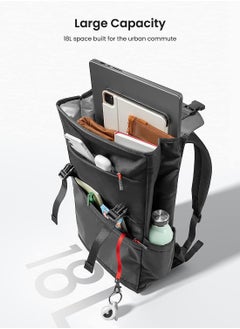 Tomtoc حقيبة ظهر Slash-T64 Flap للكمبيوتر المحمول، خفيفة الوزن، مقاومة للماء، حقيبة ظهر كاجوال للسفر الجامعي، حقيبة ظهر رفيعة ومتينة لأجهزة الكمبيوتر المحمول MacBook مقاس 13-16 بوصة، سعة كبيرة، 18 لتر  - Image 2