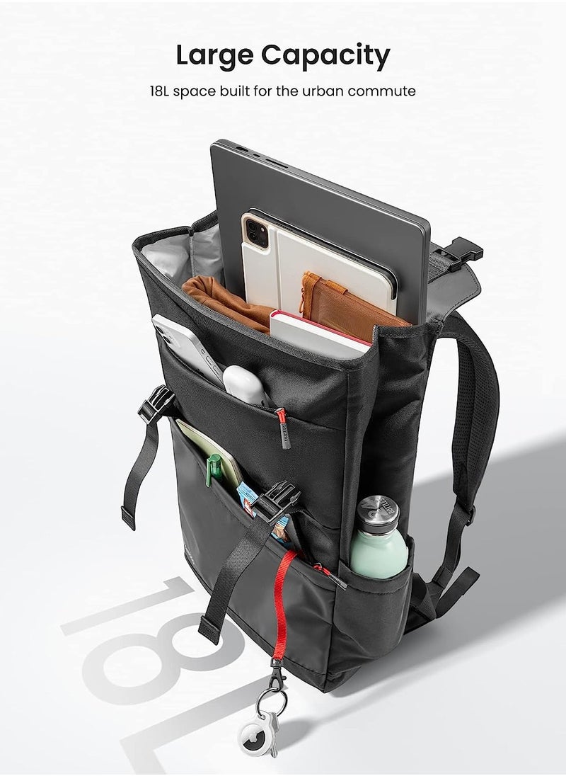 Tomtoc حقيبة ظهر Slash-T64 Flap للكمبيوتر المحمول، خفيفة الوزن، مقاومة للماء، حقيبة ظهر كاجوال للسفر الجامعي، حقيبة ظهر رفيعة ومتينة لأجهزة الكمبيوتر المحمول MacBook مقاس 13-16 بوصة، سعة كبيرة، 18 لتر  - Image 2