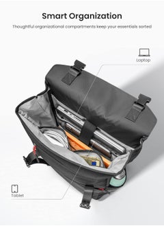 Tomtoc حقيبة ظهر Slash-T64 Flap للكمبيوتر المحمول، خفيفة الوزن، مقاومة للماء، حقيبة ظهر كاجوال للسفر الجامعي، حقيبة ظهر رفيعة ومتينة لأجهزة الكمبيوتر المحمول MacBook مقاس 13-16 بوصة، سعة كبيرة، 18 لتر  - Image 3
