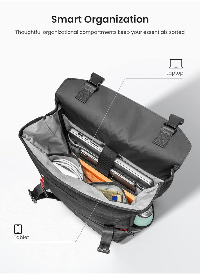 Tomtoc حقيبة ظهر Slash-T64 Flap للكمبيوتر المحمول، خفيفة الوزن، مقاومة للماء، حقيبة ظهر كاجوال للسفر الجامعي، حقيبة ظهر رفيعة ومتينة لأجهزة الكمبيوتر المحمول MacBook مقاس 13-16 بوصة، سعة كبيرة، 18 لتر  - Image 3