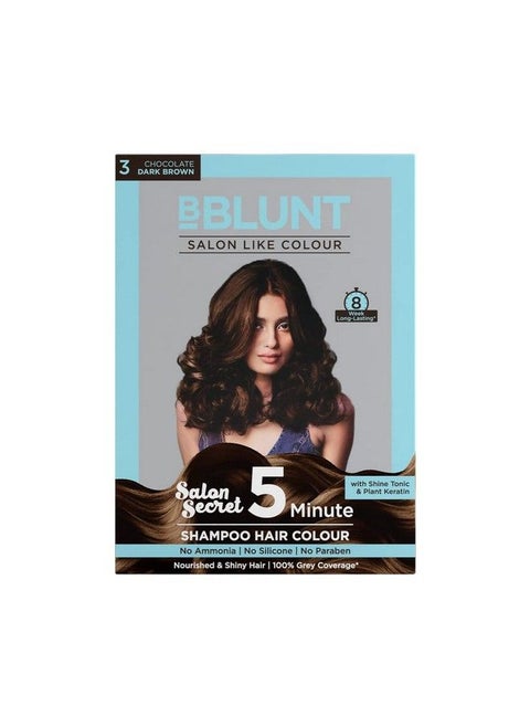 Chocolate Dark Brown 5 Minute Shampoo Hair Colour For 100% Grey Coverage 20Ml X 5